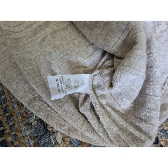 Cowl Neck M Sleeveless Beige Ribbed Knit Tank Top Pullover Stretch Quiet Luxury - Picture 3 of 7